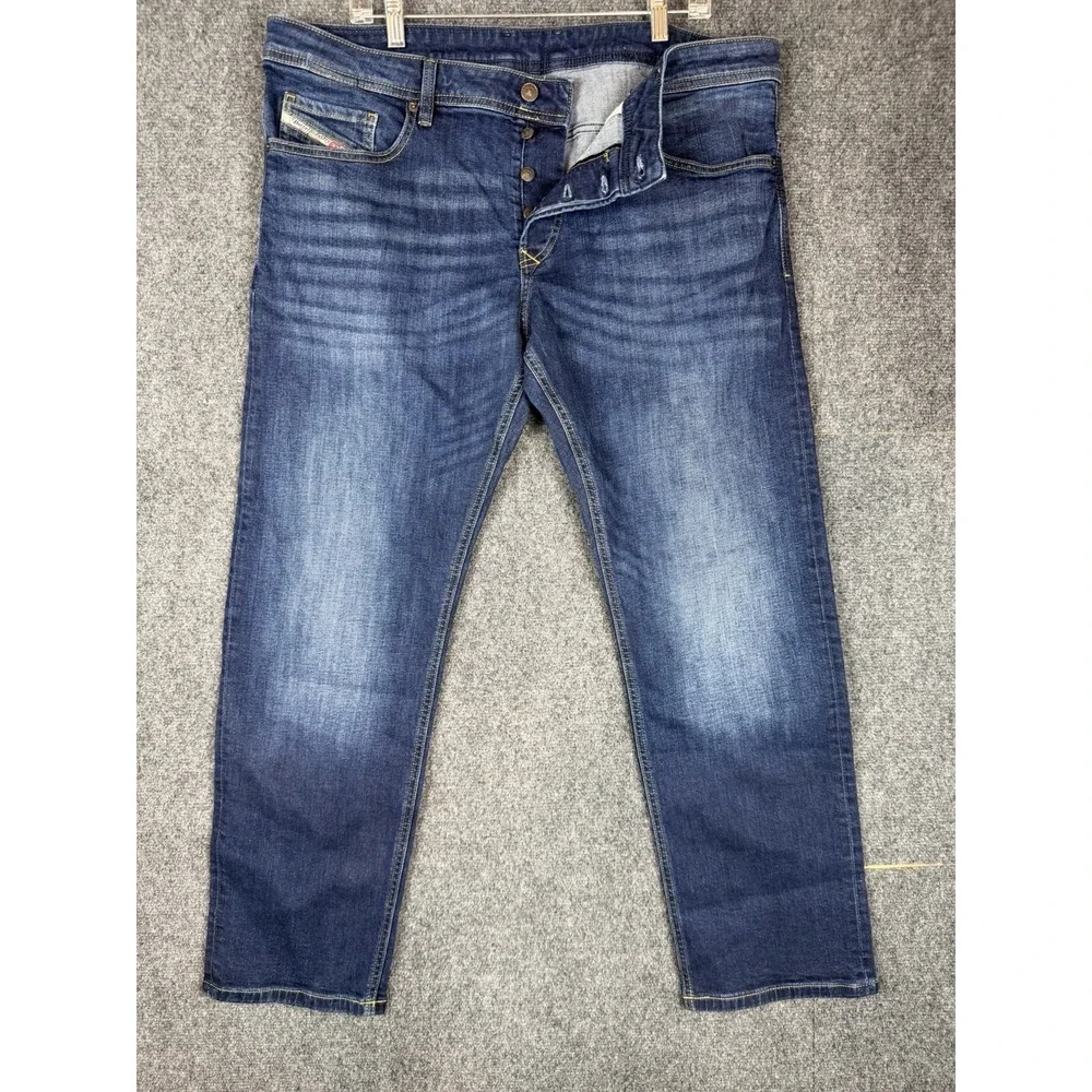 Diesel Safado Jeans Mens 36x34 Blue Denim Slim Straight Button Fly Stretch Pant